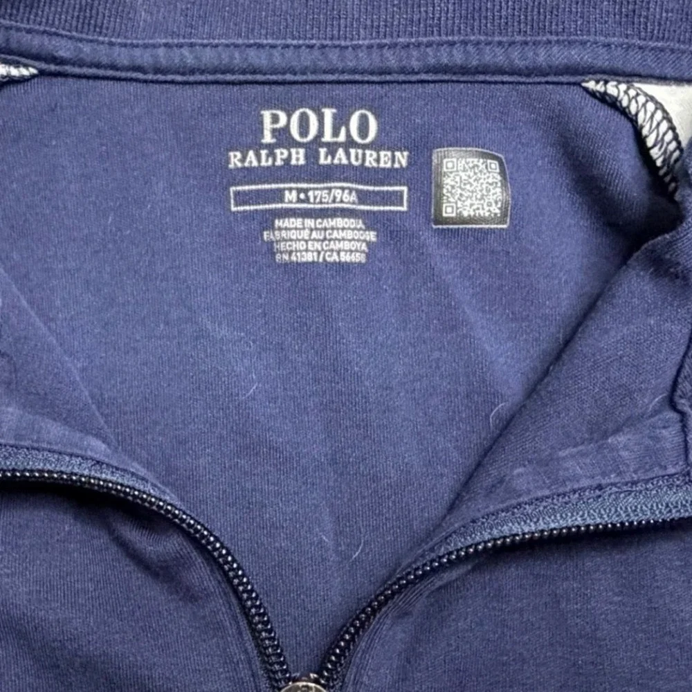 Polo Ralph Lauren Mens Navy Blue Full Zip Track Jacket White Stripe Size M